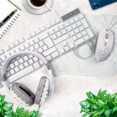 White Gaming Keyboard and Mouse and Gaming Headset & Mouse Pad, Wired LED RGB Backlight Bundle for PC Gamers Users - 4 in 1 White Edition Hornet RX-250