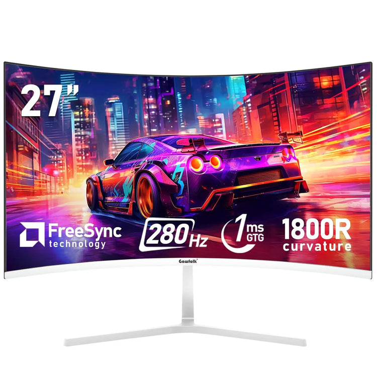 Gawfolk 24.5-inch PC Screen, Curved(3000R) 120hz Gaming Monitor with Built-in Speakers FHD 1080p 1ms Bezel-less, 98% sRGB, 178° Wide Angle, HDMI、VGA, Compatible with Wall Mounted VESA 75*75MM - Black