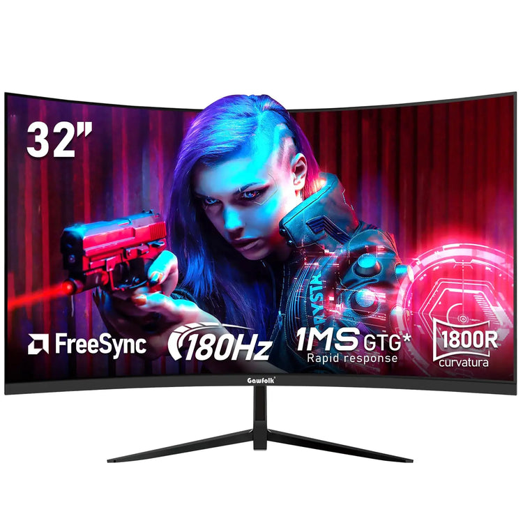 Gawfolk 24.5-inch PC Screen, Curved(3000R) 120hz Gaming Monitor with Built-in Speakers FHD 1080p 1ms Bezel-less, 98% sRGB, 178° Wide Angle, HDMI、VGA, Compatible with Wall Mounted VESA 75*75MM - Black