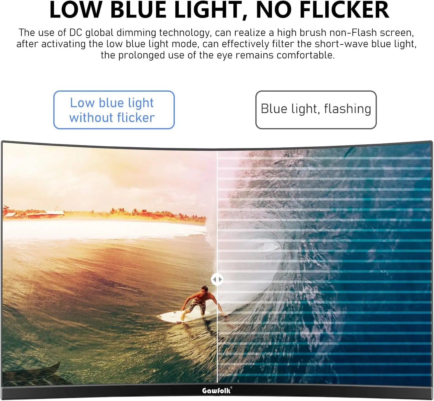 Gawfolk 24.5-inch PC Screen, Curved(3000R) 120hz Gaming Monitor with Built-in Speakers FHD 1080p 1ms Bezel-less, 98% sRGB, 178° Wide Angle, HDMI、VGA, Compatible with Wall Mounted VESA 75*75MM - Black