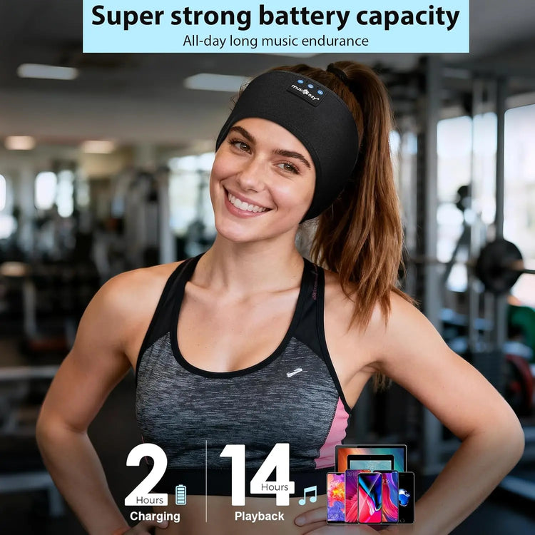 MUSICOZY Sleep Headphones,Ultra-Soft Wireless Headband Bluetooth for Side Sleepers, with 14H Playtime & Bluetooth 5.4, 4-in-1 Music Sleep Earphones for side sleeping