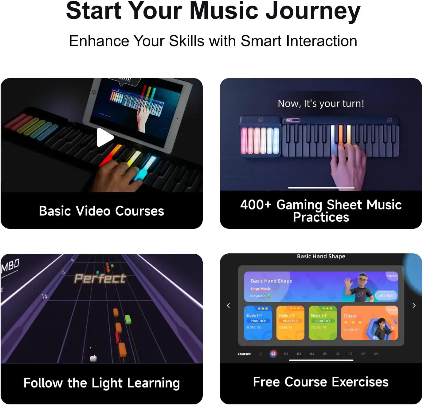 Smart Piano Keyboard,59-Key Digital Piano for Beginners,Rainbow LED Lights&Free Apps,256 Voices,100+ Auto Chords,MIDI Support,Portable Piano Keyboard,Gift for Birthdays or Holidays