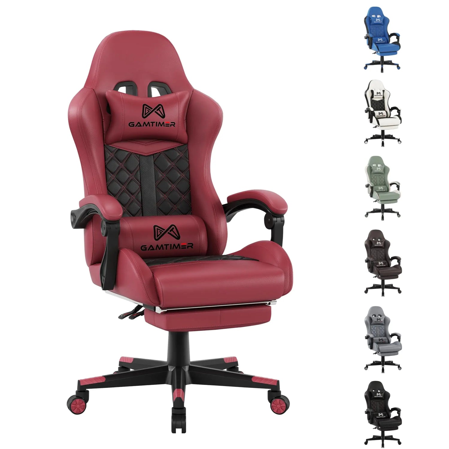 Gaming Chair with Footrest, Ergonomic Computer Chairs, Reclining High Back PU Leather Racing Gamer Chair with Headrest and Lumbar Support, Height Adjustable Video Game Chair for Adult, Gray