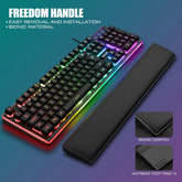 RedThunder K10 Wired Gaming Keyboard and Mouse Combo, UK Layout, True RGB Backlight, Soft Leather Wrist Rest, Mechanical Feel Ergonomic Anti-Ghosting Keyboard + 7D 7200 DPI Mouse for PC Mac (Black)