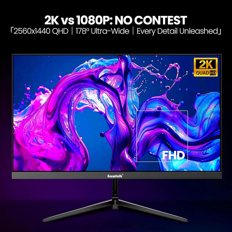 27" 2K Gaming Monitor - 120Hz, QHD PC Computer Screen IPS with AMD FreeSync, Flicker-Free, Support VESA Mountable (75x75mm)