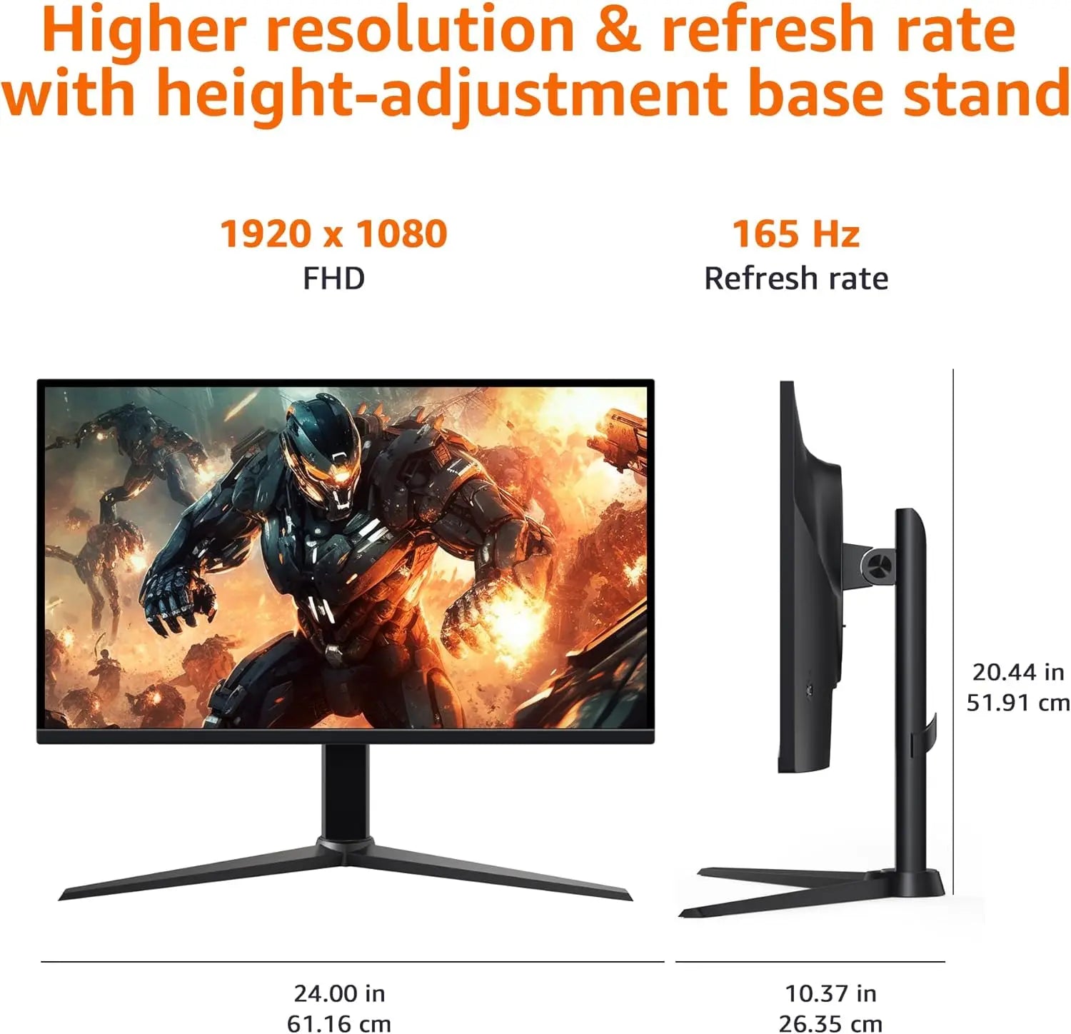 Amazon Basics 27-inch Gaming Monitor, FHD 1080P, 165 Hz, VESA Compatible, Adaptive sync, 1 ms response, Black