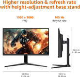 Amazon Basics 27-inch Gaming Monitor, FHD 1080P, 165 Hz, VESA Compatible, Adaptive sync, 1 ms response, Black