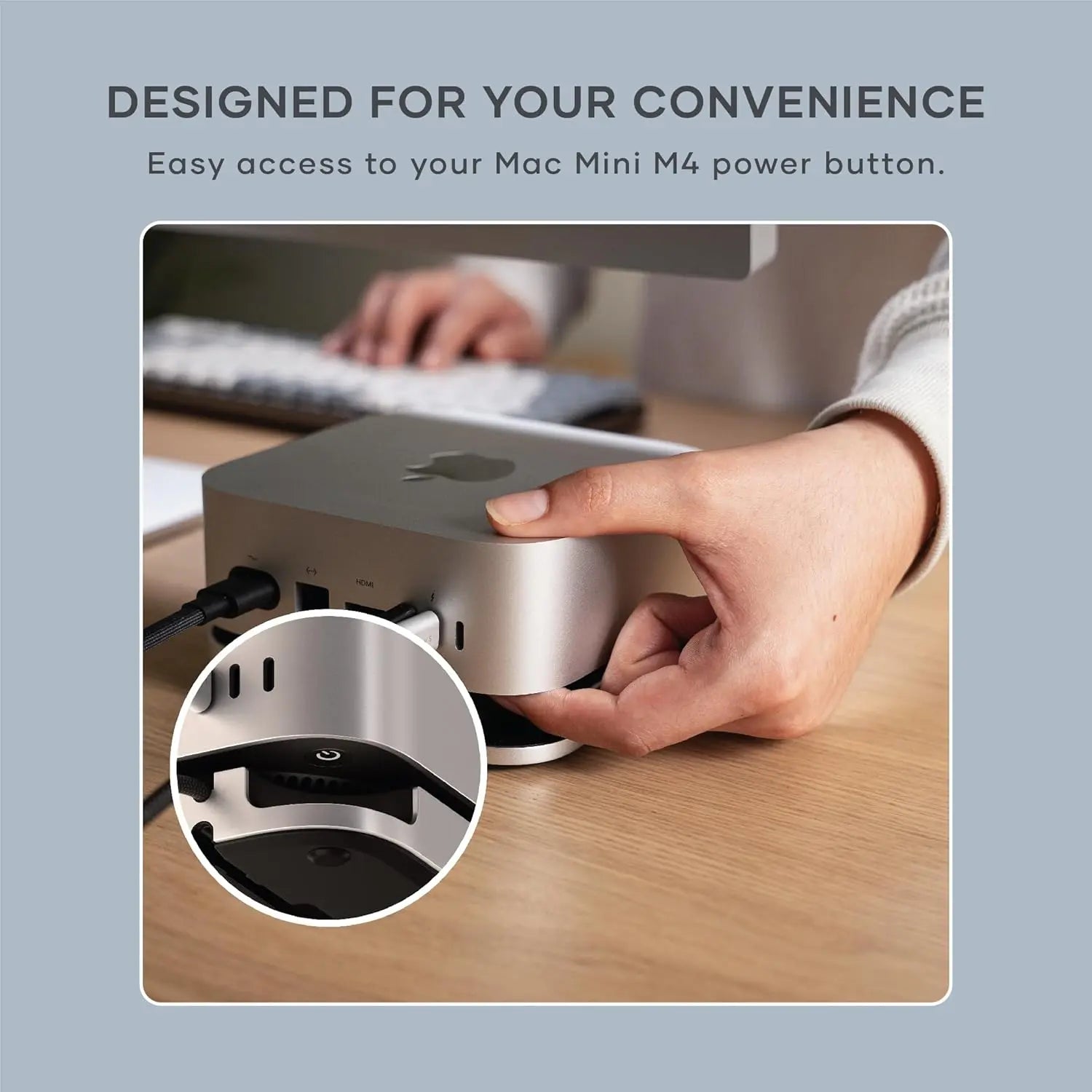 SATECHI Mac Mini M4 Hub & Stand with NVMe SSD Enclosure, Dock with 2 USB-A Up to 10Gbps Ports, USB-A Data Port, SD Card Reader for Mac Mini M4, M4 Pro - Silver