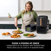 Ninja Double Stack XL Air Fryer, Vertical Dual Drawer Air Fryer with 4 cooking levels, 2 Drawers & 2 Racks, Space Saving Design, 9.5L Capacity, 6 Cooking Functions, 8 Portions, Copper Black SL400UKCP