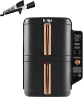 Ninja Double Stack XL Air Fryer, Vertical Dual Drawer Air Fryer with 4 cooking levels, 2 Drawers & 2 Racks, Space Saving Design, 9.5L Capacity, 6 Cooking Functions, 8 Portions, Copper Black SL400UKCP