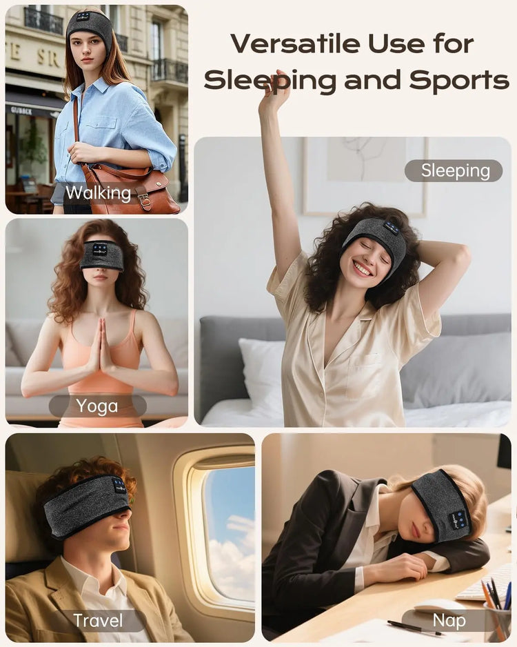 MUSICOZY Sleep Headphones, Comfortable Headband Headphones for Side Sleepers - Bluetooth 5.4 Wireless Headphone with Ultra Thin Speakers for Sleeping,Sport,Travel | Eye Mask Design for Deep Sleep