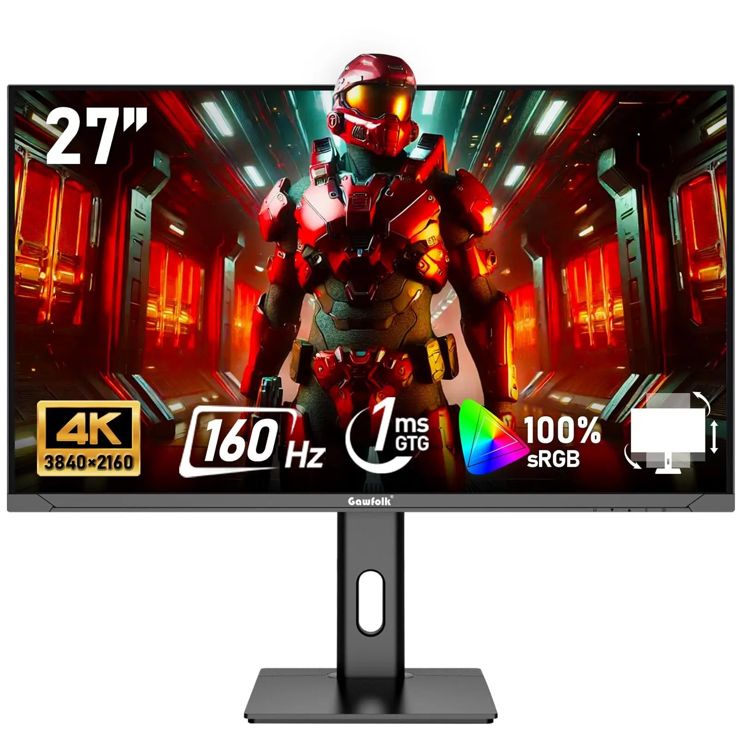 Gawfolk 24.5-inch PC Screen, Curved(3000R) 120hz Gaming Monitor with Built-in Speakers FHD 1080p 1ms Bezel-less, 98% sRGB, 178° Wide Angle, HDMI、VGA, Compatible with Wall Mounted VESA 75*75MM - Black
