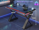 100 * 55 cm Gaming Desk with LED Lights, Gaming Table Thickened Z Shaped, Gamer Desk with Carbon Fiber Coated, Gaming PC Desk, Computer Desk Easy to Assemble, Carbon Fiber Black