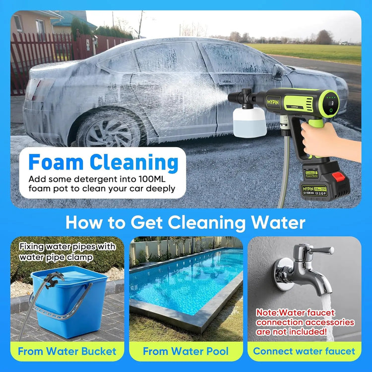 Upgraded LCD Display Portable Cordless Pressure Washer