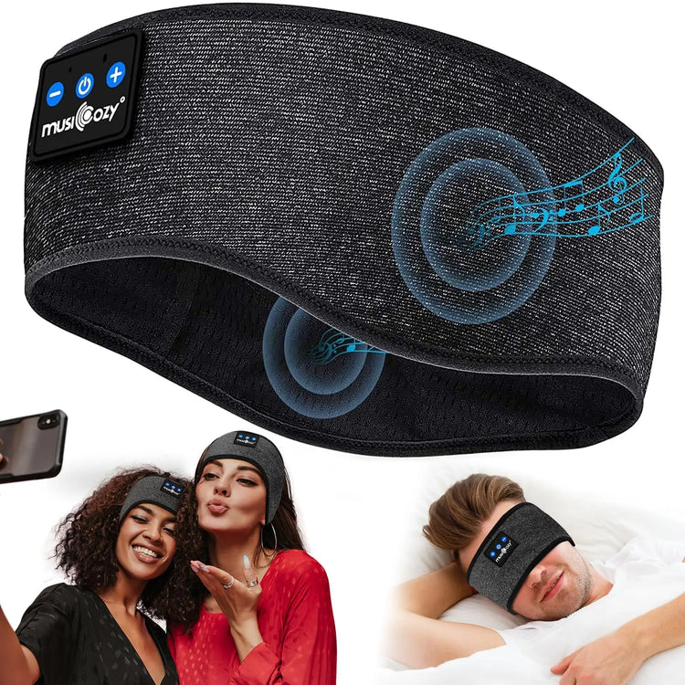 MUSICOZY Sleep Headphones,Ultra-Soft Wireless Headband Bluetooth for Side Sleepers, with 14H Playtime & Bluetooth 5.4, 4-in-1 Music Sleep Earphones for side sleeping