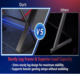 100 * 55 cm Gaming Desk with LED Lights, Gaming Table Thickened Z Shaped, Gamer Desk with Carbon Fiber Coated, Gaming PC Desk, Computer Desk Easy to Assemble, Carbon Fiber Black