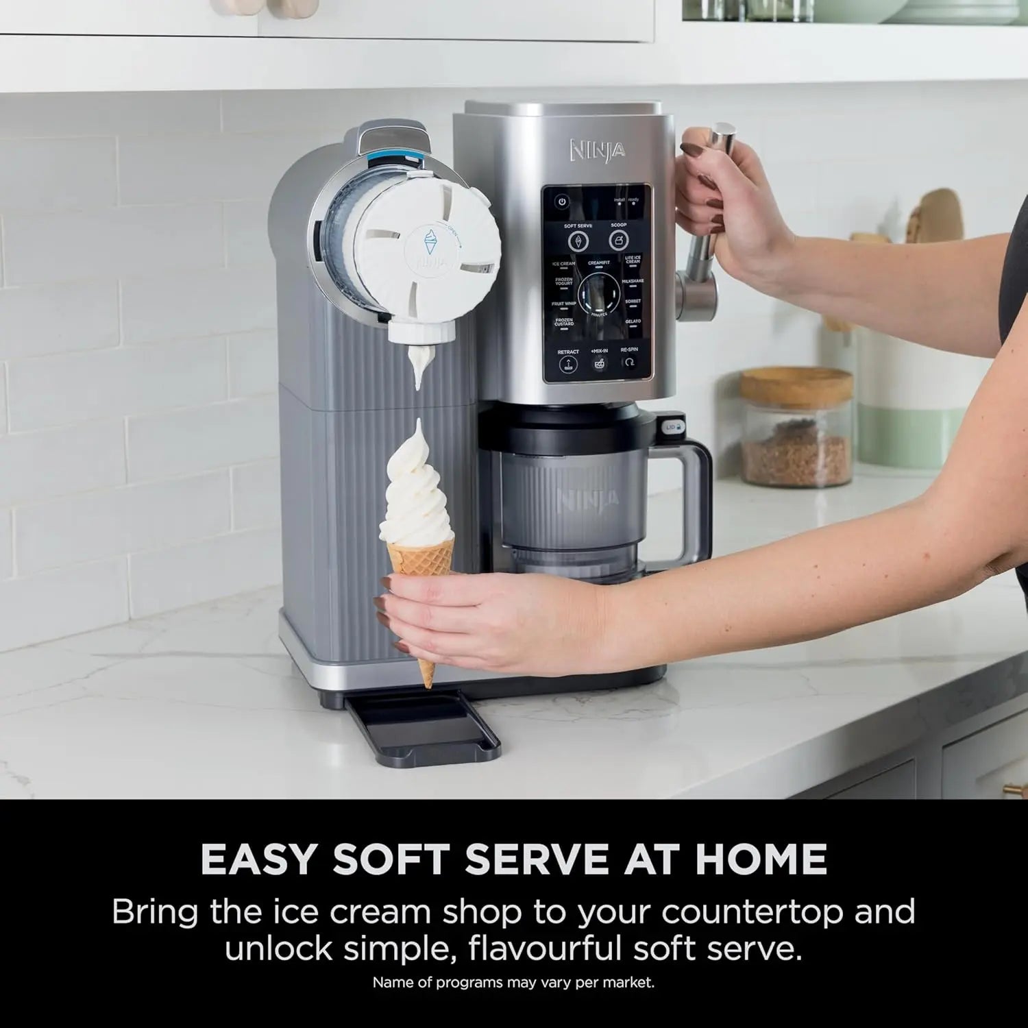 Ninja Swirl by CREAMi Soft Serve & Ice Cream Maker with 2x Tubs, 13 Functions, Makes Ice Cream, Soft Serve, Gelato, Sorbet, Milkshakes & More, Mix-In Option, Platinum Silver, NC701UK