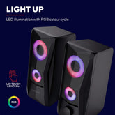 Trust Gaming GXT 606B Javv PC Speakers 2.0 with RGB Lights, 12W (6W RMS), 3.5 mm Jack, Metal Grille, USB Powered Gamer Sound System, Compact Stereo Computer Speakers for Desktop/Laptop - Black