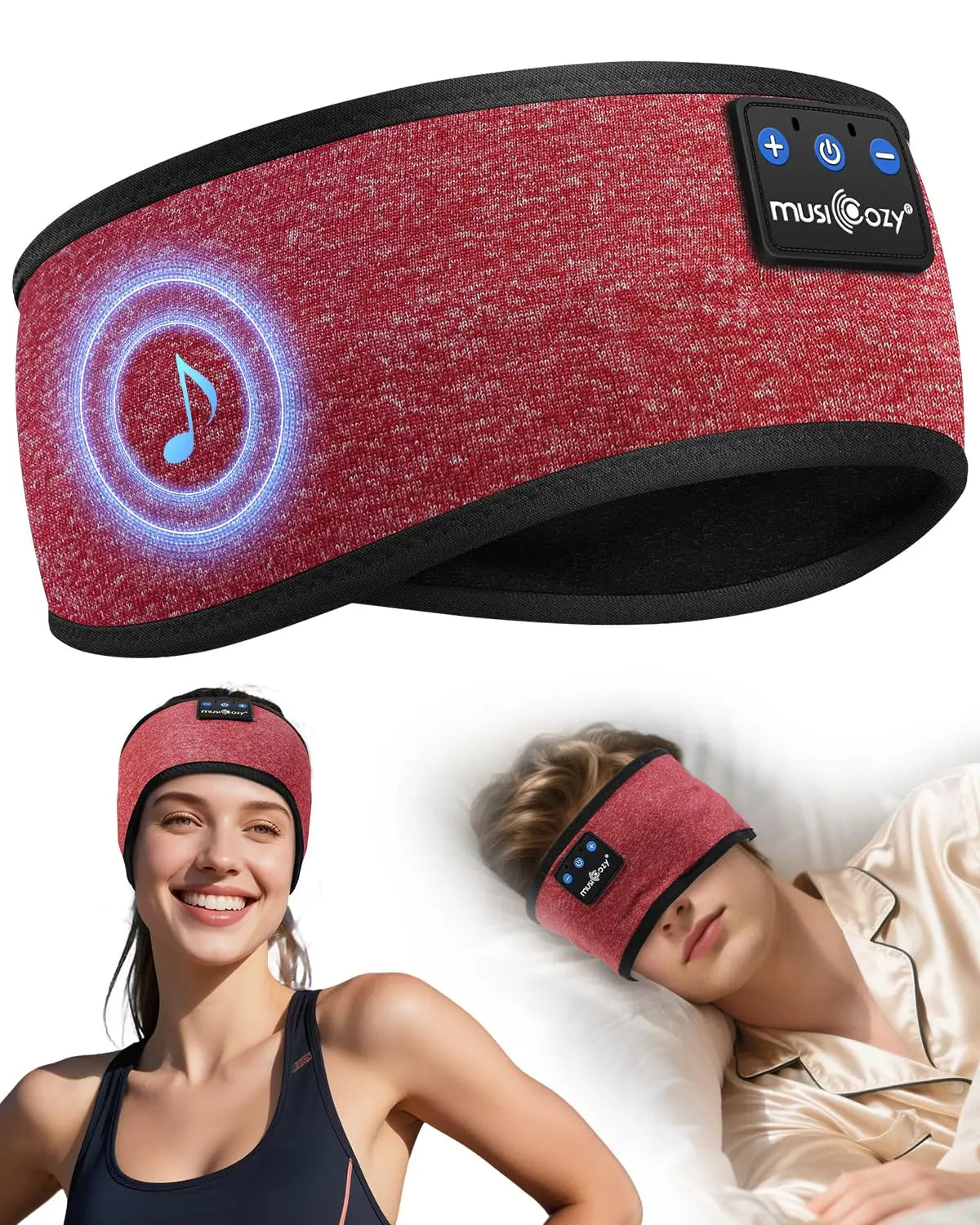 MUSICOZY Sleep Headphones, Comfortable Headband Headphones for Side Sleepers - Bluetooth 5.4 Wireless Headphone with Ultra Thin Speakers for Sleeping,Sport,Travel | Eye Mask Design for Deep Sleep