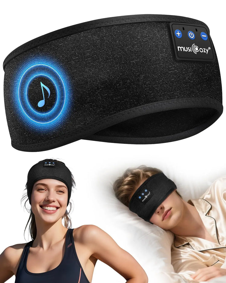 MUSICOZY Sleep Headphones, Comfortable Headband Headphones for Side Sleepers - Bluetooth 5.4 Wireless Headphone with Ultra Thin Speakers for Sleeping,Sport,Travel | Eye Mask Design for Deep Sleep
