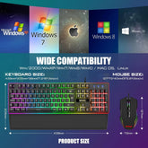 RedThunder K10 Wired Gaming Keyboard and Mouse Combo, UK Layout, True RGB Backlight, Soft Leather Wrist Rest, Mechanical Feel Ergonomic Anti-Ghosting Keyboard + 7D 7200 DPI Mouse for PC Mac (Black)