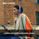 Sony WH-CH520 Wireless Bluetooth On-Ear Headphones, Lightweight Design, Up to 50hr Battery Life, Quick Charge, EQ, Clear Call Quality, iOS & Android - Black