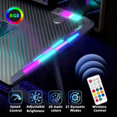 BEXEVUE Gaming Desk with LED Armor, 100x50 cm RGB Computer Desk with Carbon Fiber and Z Frame Design Gaming PC Desk with Head Phone Hook for E-sport Gamer Table, Easy Assemble Home Office desk, Black