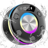 OYIB Bluetooth Shower Speaker, Portable Bluetooth Speaker with 360° Surround Sound, RGB Lights, Built-in Mic, IPX7 Waterproof Wireless Speaker with Suction Cup for Party/Outdoor/Bathroom/Travel Black