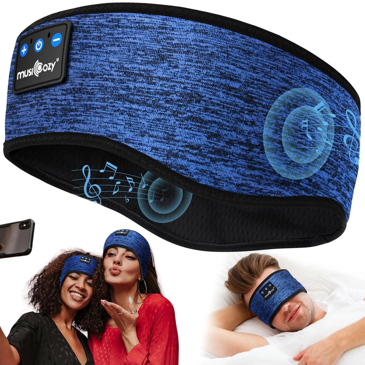 MUSICOZY Sleep Headphones,Ultra-Soft Wireless Headband Bluetooth for Side Sleepers, with 14H Playtime & Bluetooth 5.4, 4-in-1 Music Sleep Earphones for side sleeping