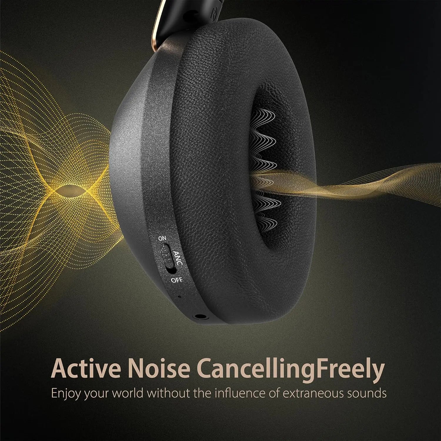 Active Noise Cancelling Headphones, 100H Playtime Headphones Wireless Bluetooth, Bluetooth Headphones with Microphone, Over- Ear Wireless Headphone with Deep Bass,Fast Charging for Travel,Office,Home