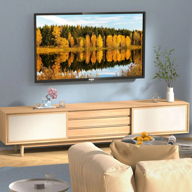 RCA 32 Inch 720P TV, Freeview HD Dolby Digital Audio DVB T2/S2 HD LED Backlighting Display Television, HDMI USB Earphone Output Media Player Monitor PS5 Xbox, Small Screen for Bedroom Kitchen Black