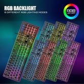 RedThunder K10 Wired Gaming Keyboard and Mouse Combo, UK Layout, True RGB Backlight, Soft Leather Wrist Rest, Mechanical Feel Ergonomic Anti-Ghosting Keyboard + 7D 7200 DPI Mouse for PC Mac (Black)