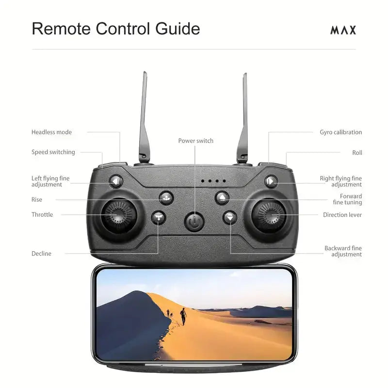 E88 Quadcopter UAV Drone with Dual HD Cameras - Black (HD Dual Camera) TM