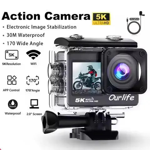 4K Sports Action Camera with WiFi Mini Cam Black