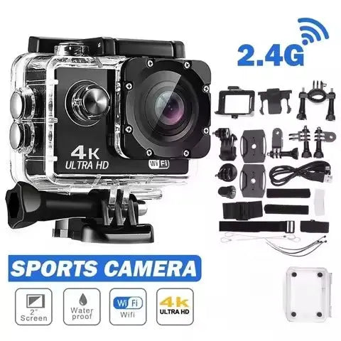 4K Sports Action Camera with WiFi Mini Cam Black